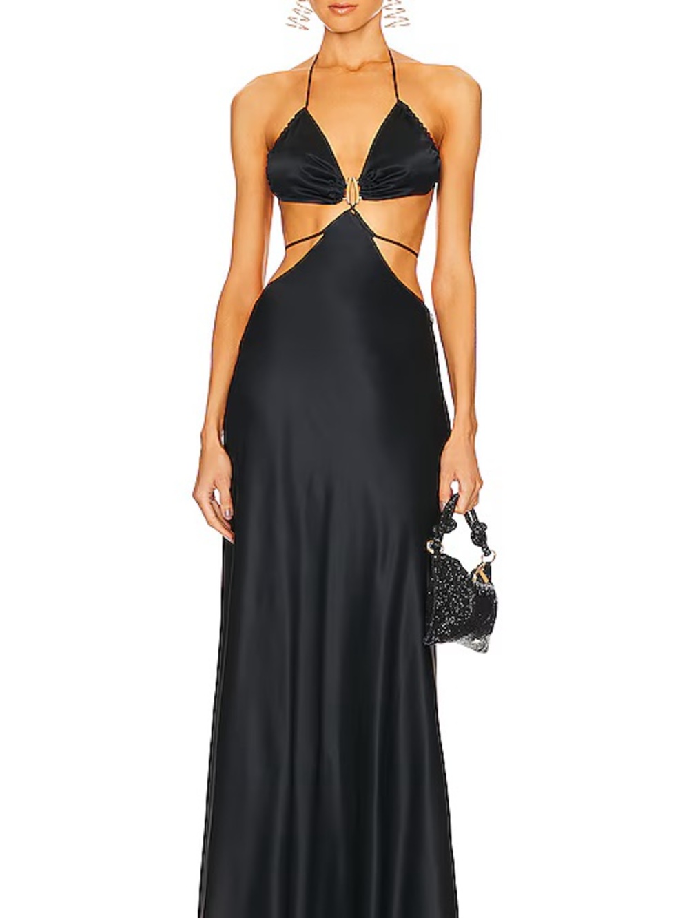 cult gaia ‘Colette’ Black Cutout Halter Gown